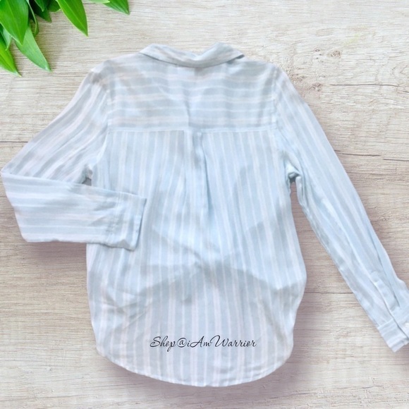 Abound NWT gauzy striped tie waist button down top *shop@iamwarrior - Picture 4 of 8
